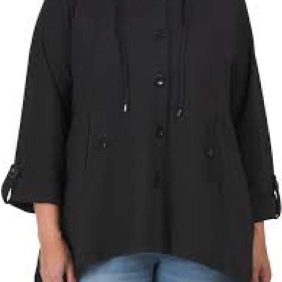 Christian Siriano black pointe A-line hooded coat jacket 3X - Picture 1 of 6